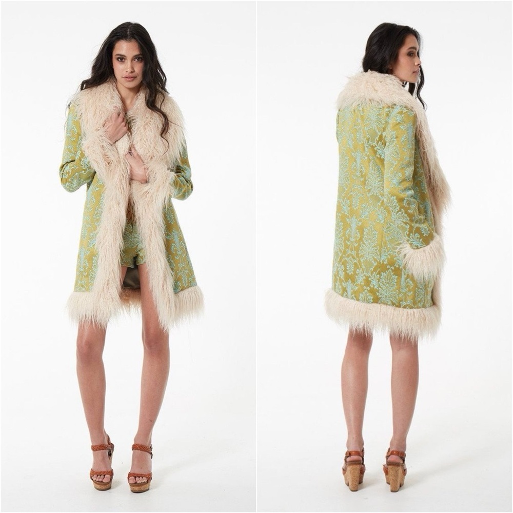 Spell Gypsy NWT Anastasia Brocade Faux Fur Jacket Size M/L